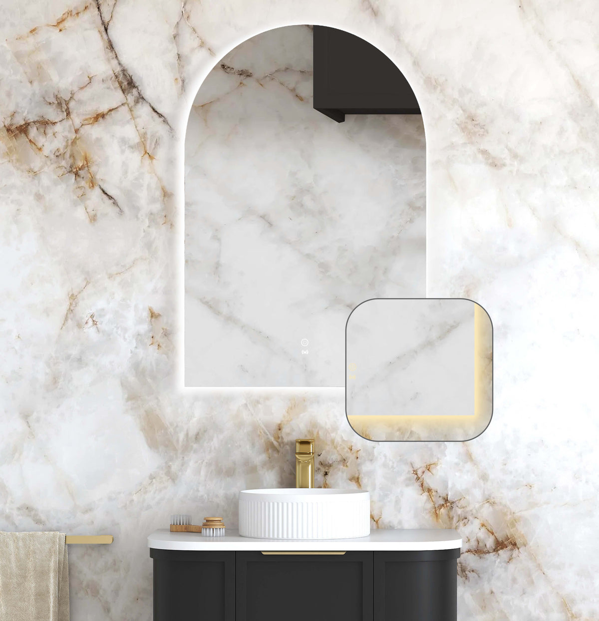 LED Archie 900(H)x600(W) Frameless Tuffi Mirror view 2