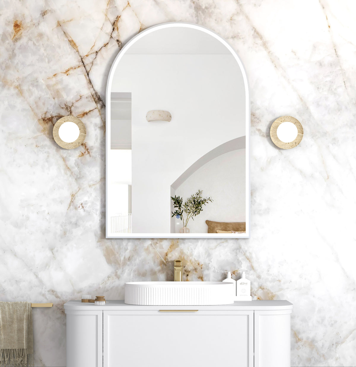LED Archie 1200(H)x800(W) White Metal Frame Mirror main view