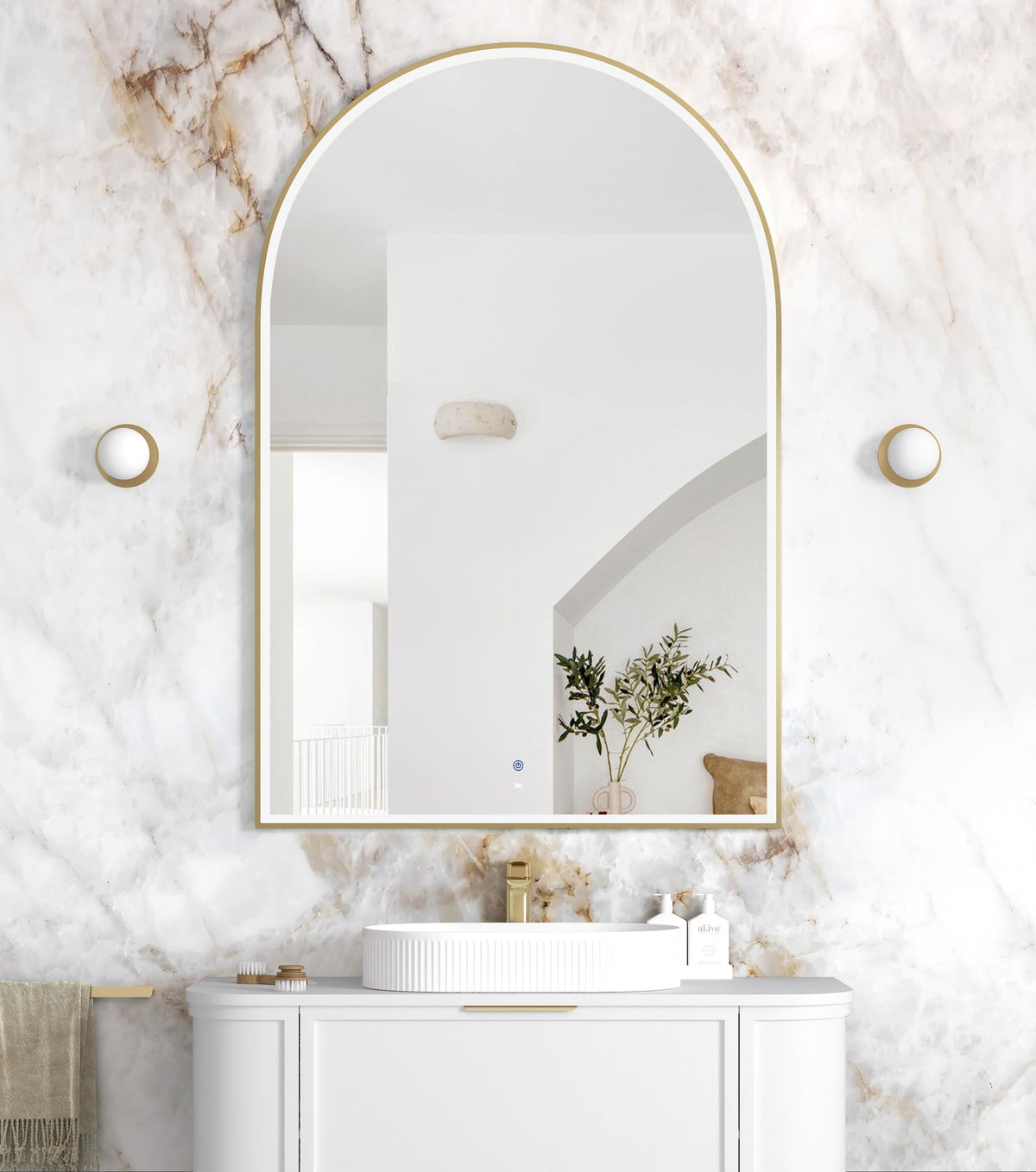 LED Archie 1500(H)x1000(W) Gold Metal Frame Mirror main view
