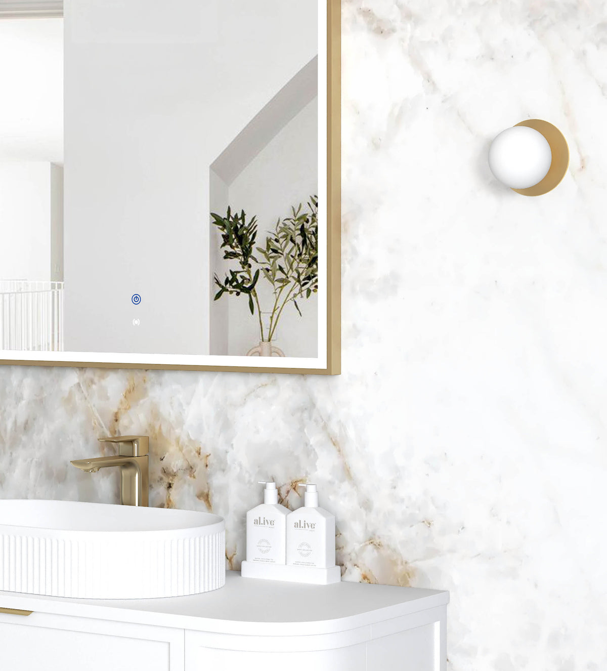 LED Archie 1500(H)x1000(W) Gold Metal Frame Mirror view 3