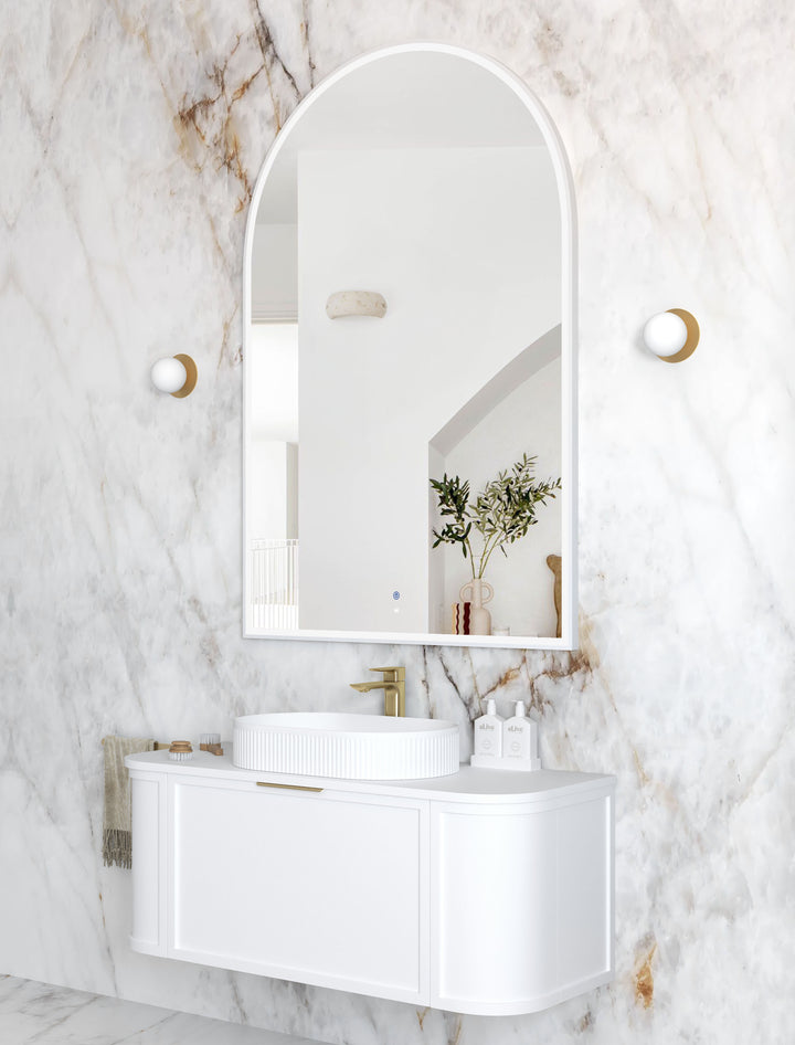 LED Archie 1500(H)x1000(W) White Metal Frame Mirror view 2