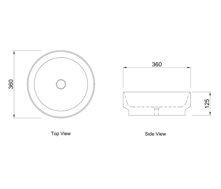 Chloe 360x360x125 Matte White Basin