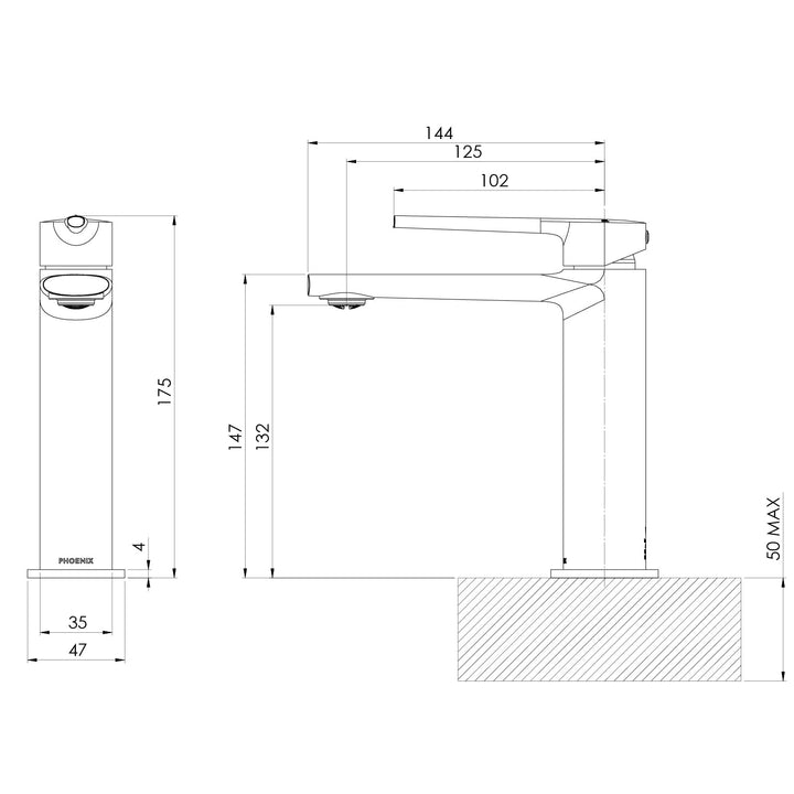 Specification diagram - Vask Basin Mixer