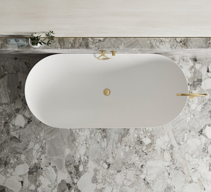 Attica Bondi 1500 Matte White Bath with Overflow
