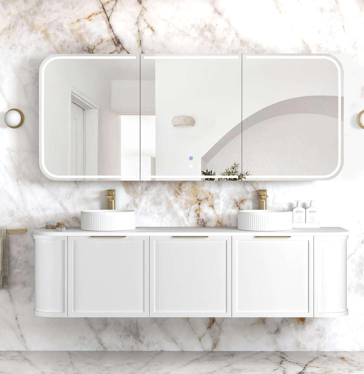 LED Newport 1800(W)x750(H) Matte White Shaving Cabinet Premium Edition main view