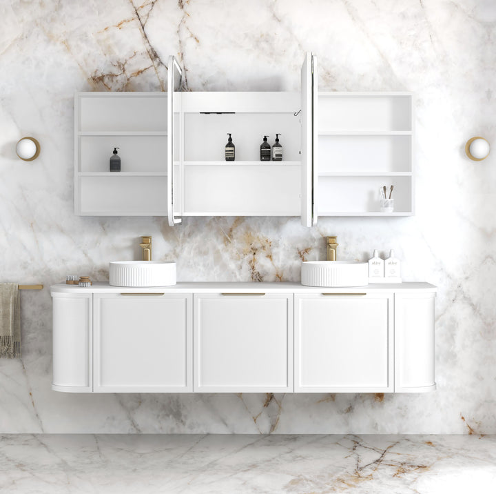 LED Newport 1800(W)x750(H) Matte White Shaving Cabinet Premium Edition view 2