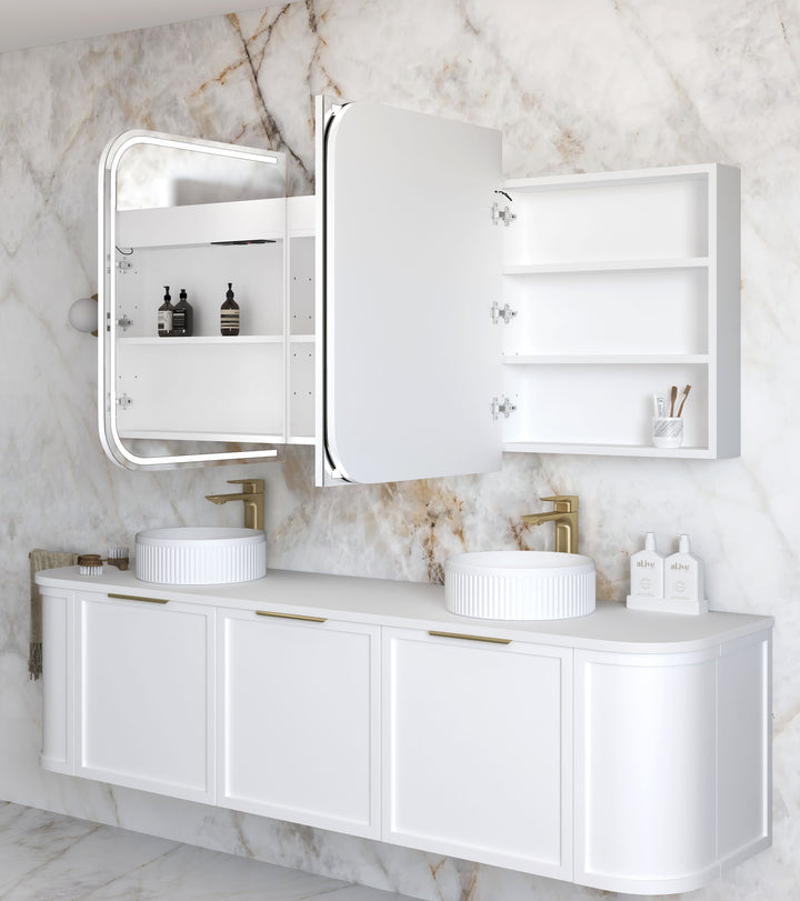 LED Newport 1800(W)x750(H) Matte White Shaving Cabinet Premium Edition view 3
