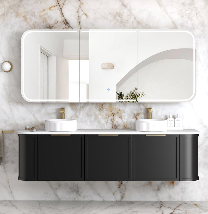 LED Newport 1800(W)x750(H) Black Oak Shaving Cabinet Premium Edition main view