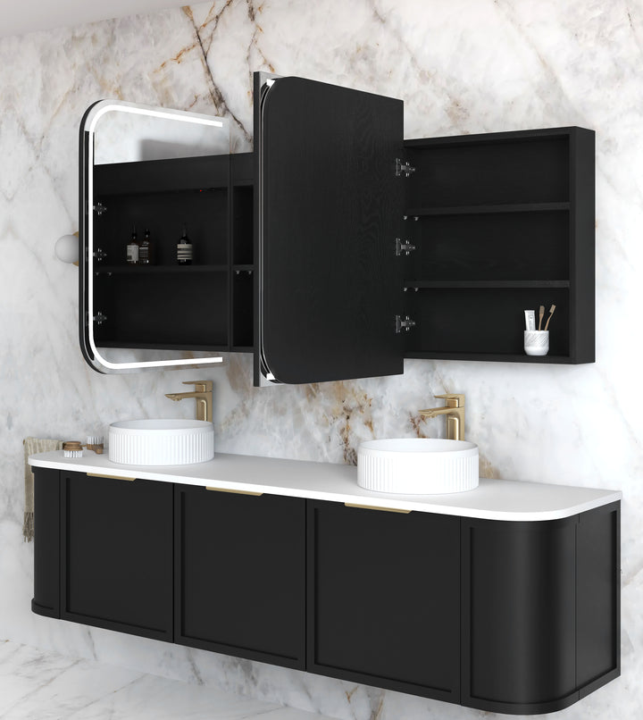 LED Newport 1800(W)x750(H) Black Oak Shaving Cabinet Premium Edition view 3