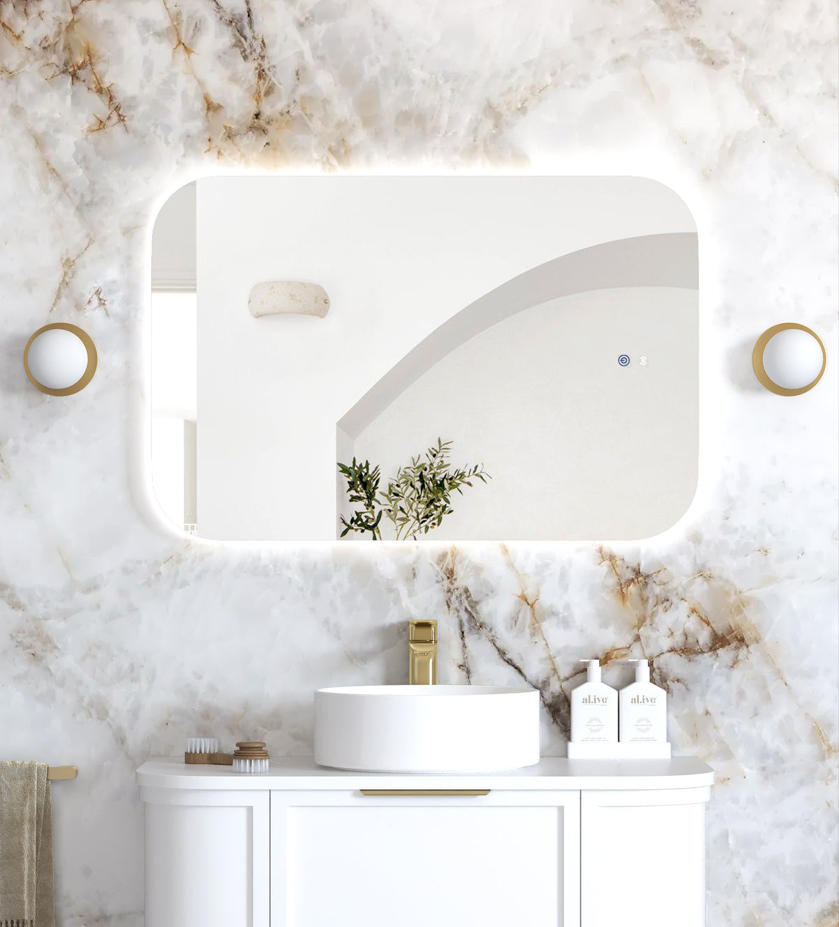 LED Newport 900(H)x600(W) Frameless Back Lit Tuffi Mirror, Install Horizontal or Vertical main view