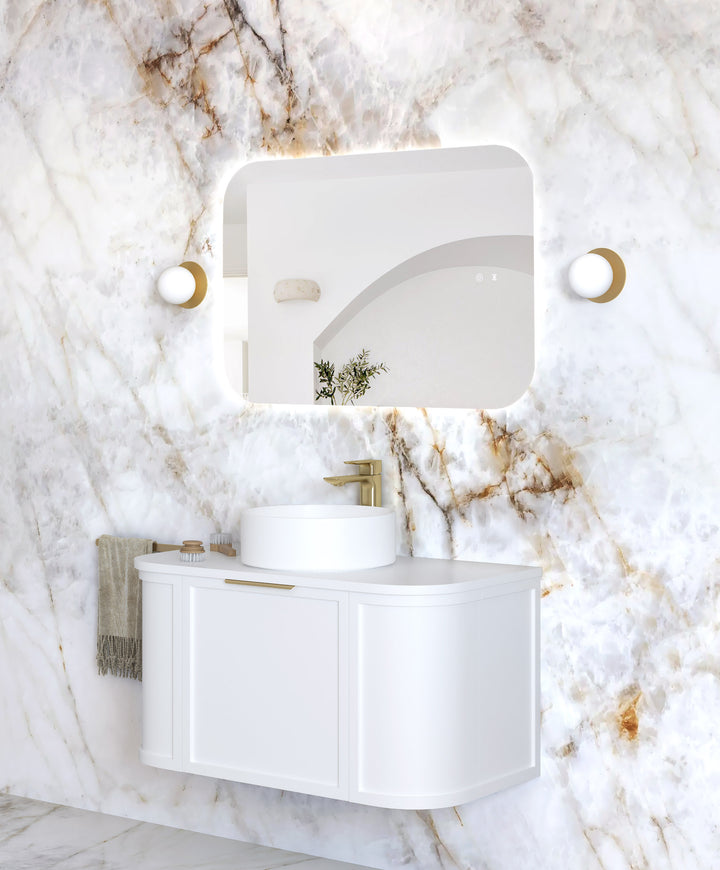 LED Newport 900(H)x600(W) Frameless Back Lit Tuffi Mirror, Install Horizontal or Vertical view 2