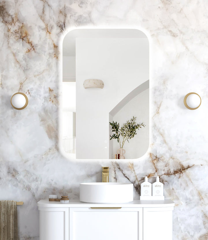 LED Newport 900(H)x600(W) Frameless Back Lit Tuffi Mirror, Install Horizontal or Vertical view 3