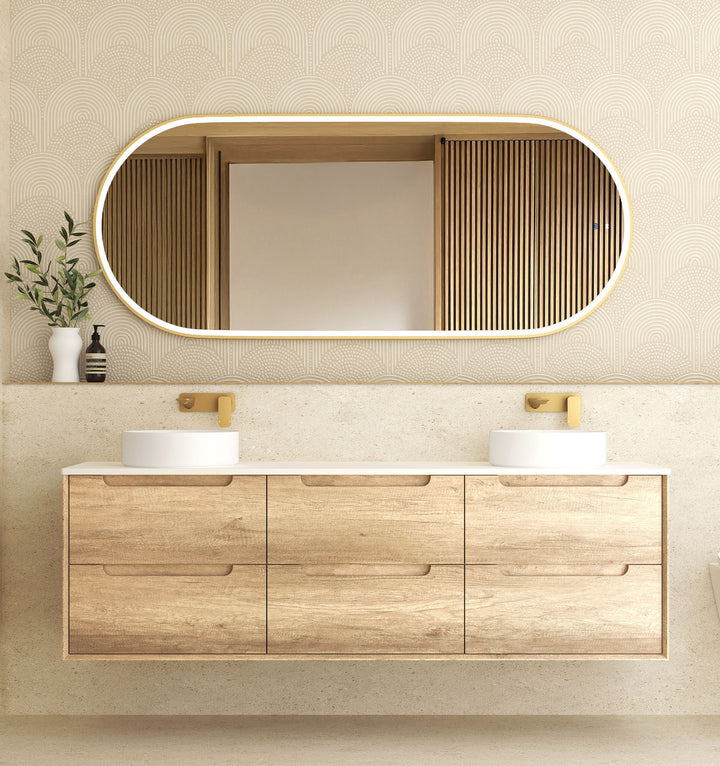 Byron 1800mm Natural Oak Wall Hung Vanity - Cabinet Only