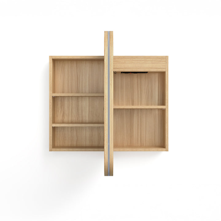 LED Newport 900(W)x750(H) Woodland Oak Shaving Cabinet Premium Edition view 3