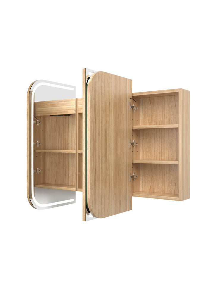 LED Newport 1200(W)x750(H) Woodland Oak Shaving Cabinet Premium Edition view 4