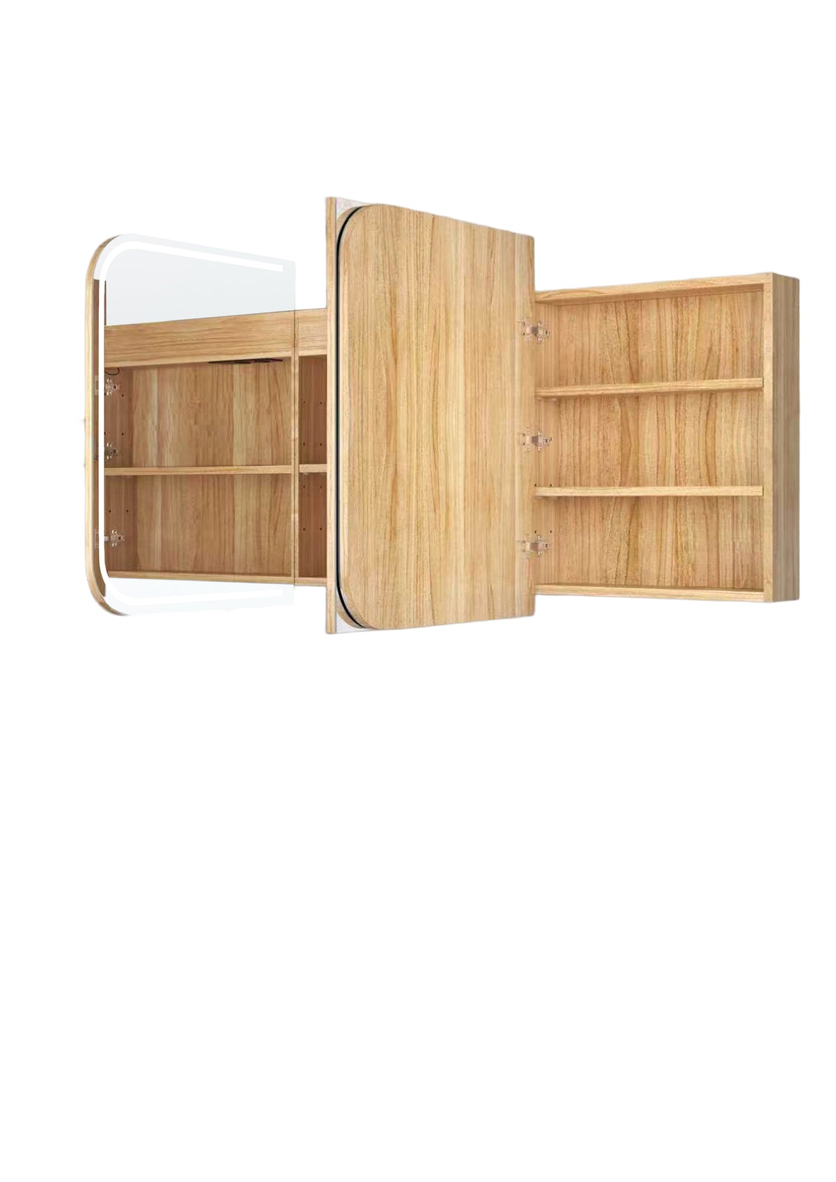 LED Newport 1800(W)x750(H) Woodland Oak Shaving Cabinet Premium Edition view 4