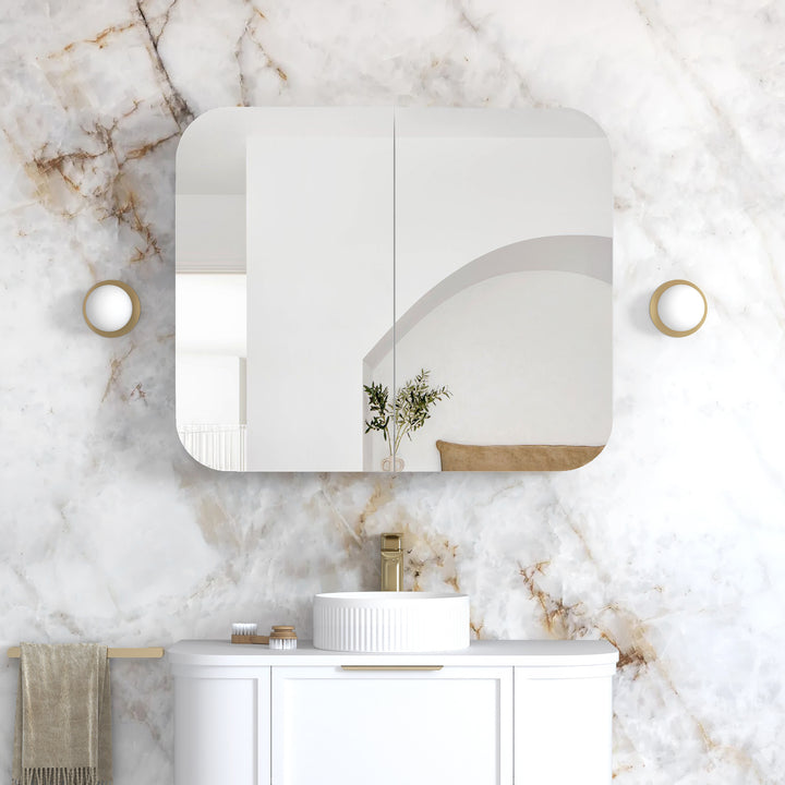Newport 900x750 White Shaving Cabinet
