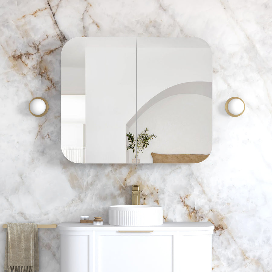 Newport 900x750 White Shaving Cabinet