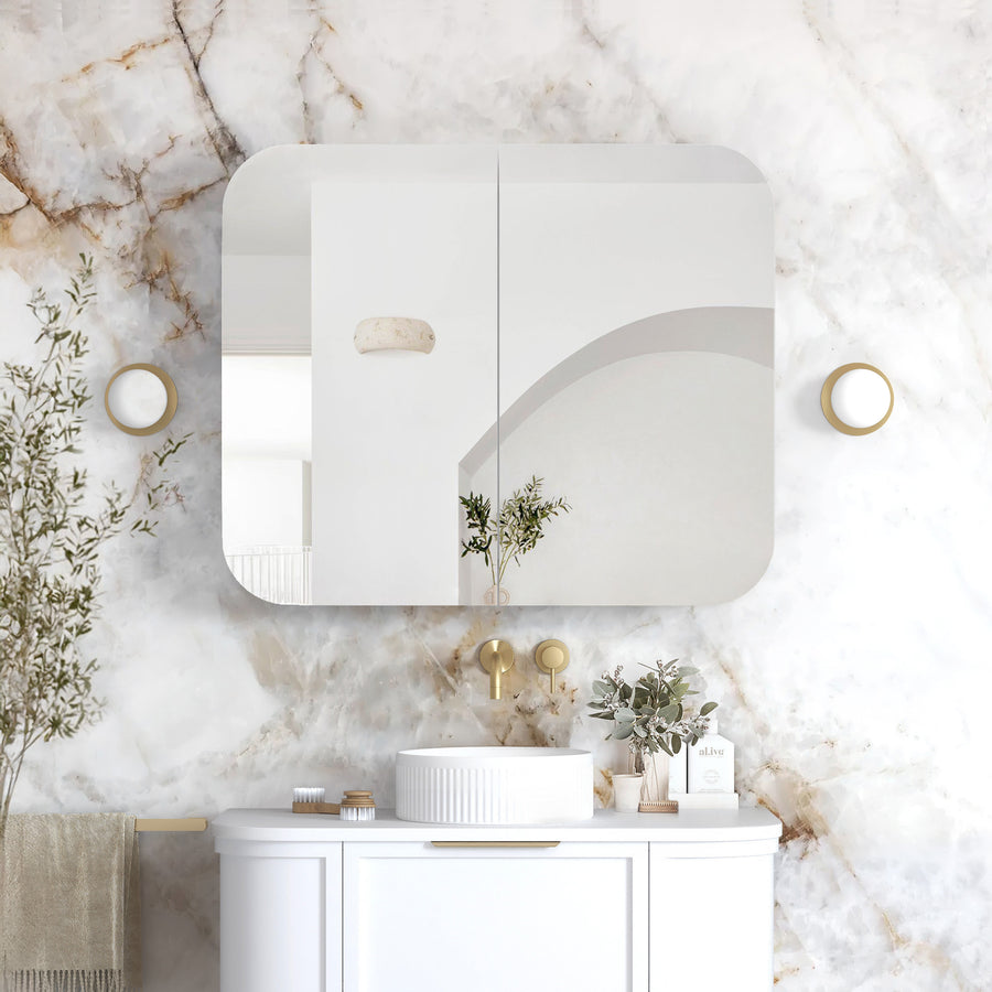 Newport 900x750 White Shaving Cabinet