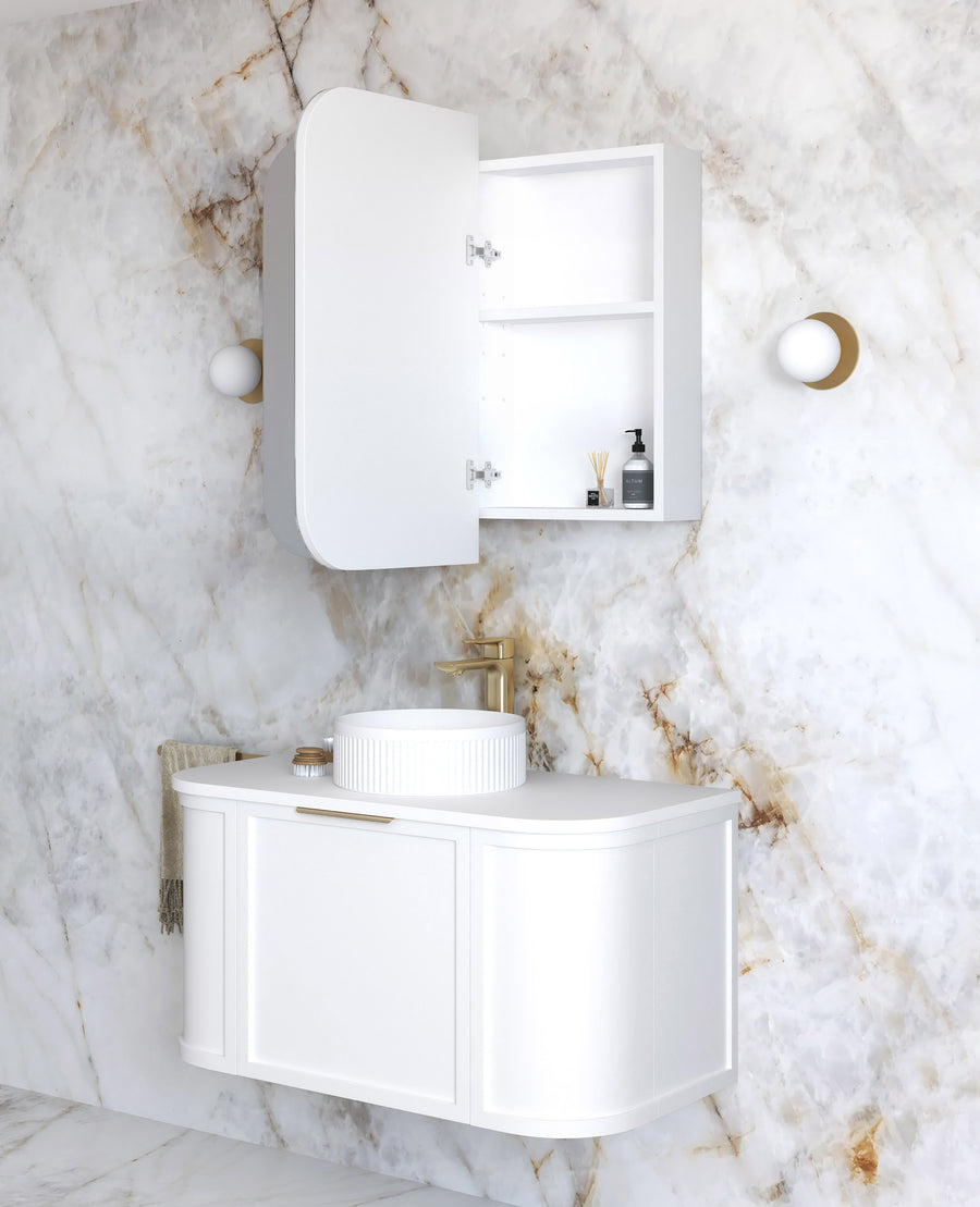 Newport 900x750 White Shaving Cabinet