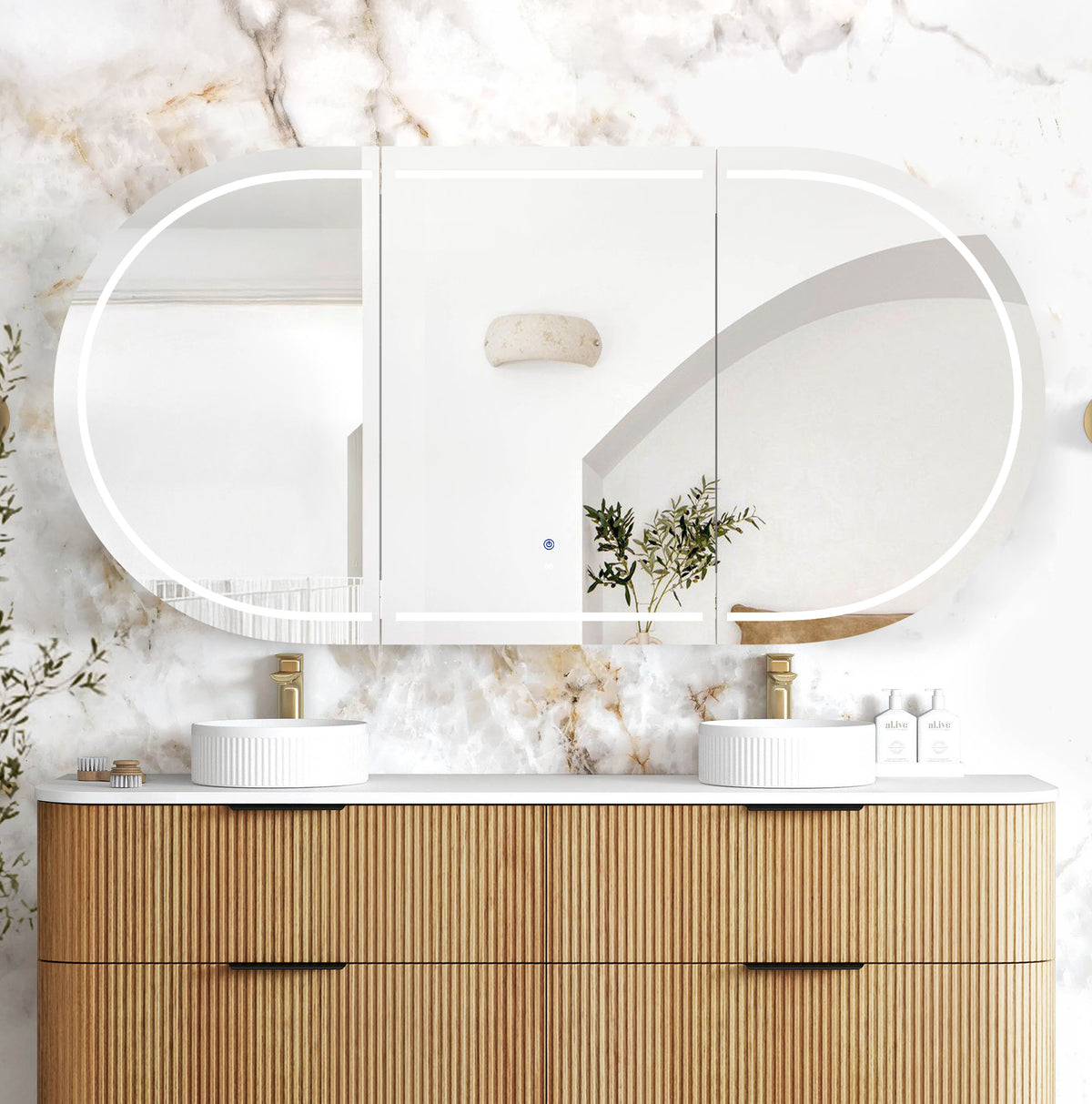 LED Bondi 1800(W)x900(H) Woodland Oak Shaving Cabinet Premium Edition view 3