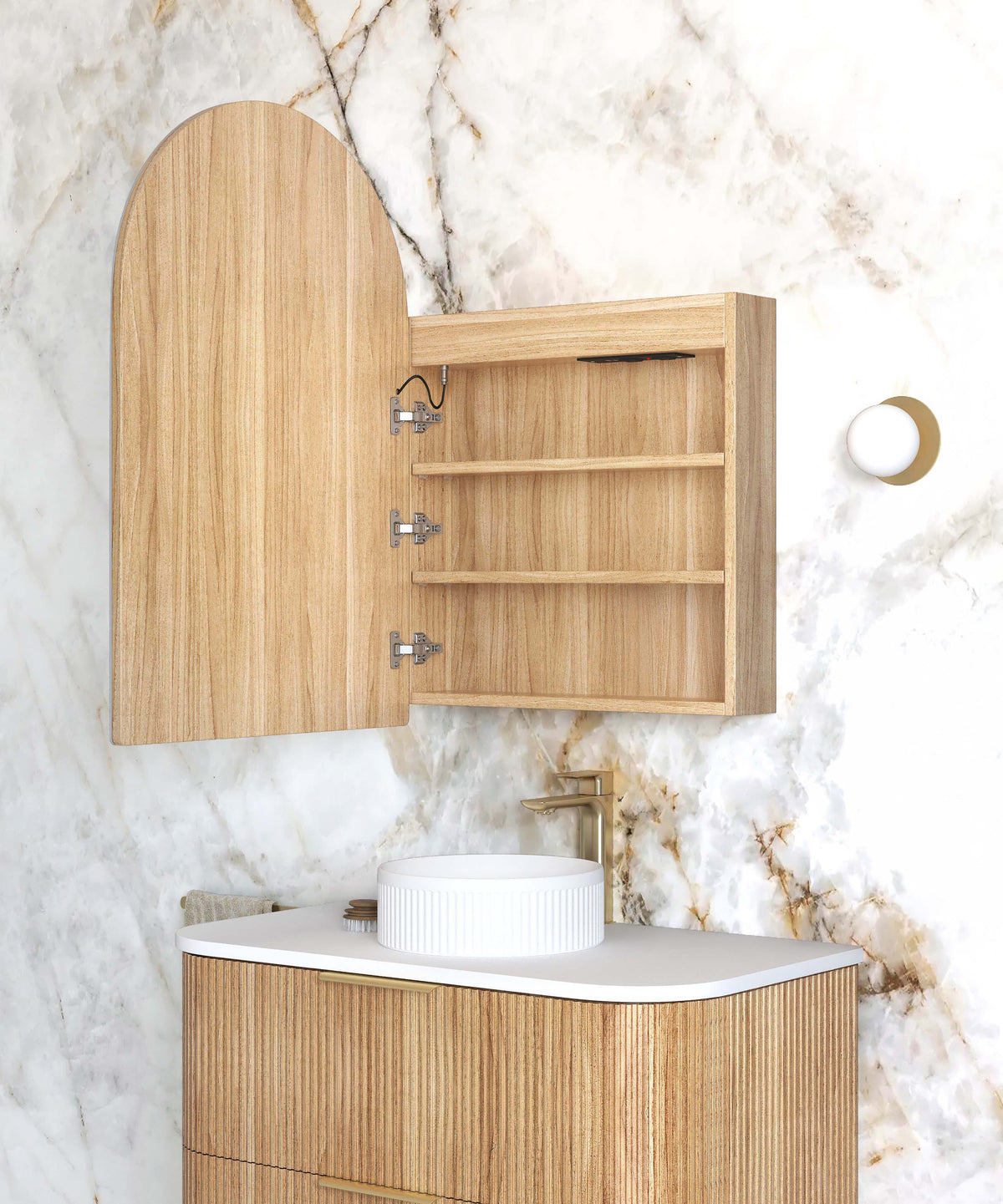 LED Archie 900(H)x600(W) Woodland Oak Shaving Cabinet Premium Edition view 2