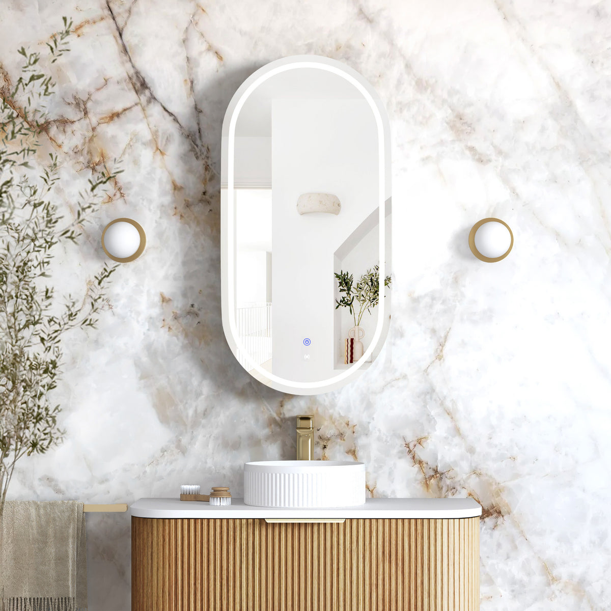 LED Noosa 900(H)x450(W) Woodland Oak Shaving Cabinet Premium Edition main view