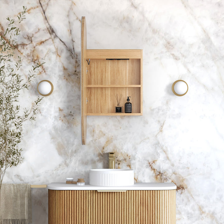 LED Noosa 900(H)x450(W) Woodland Oak Shaving Cabinet Premium Edition view 2