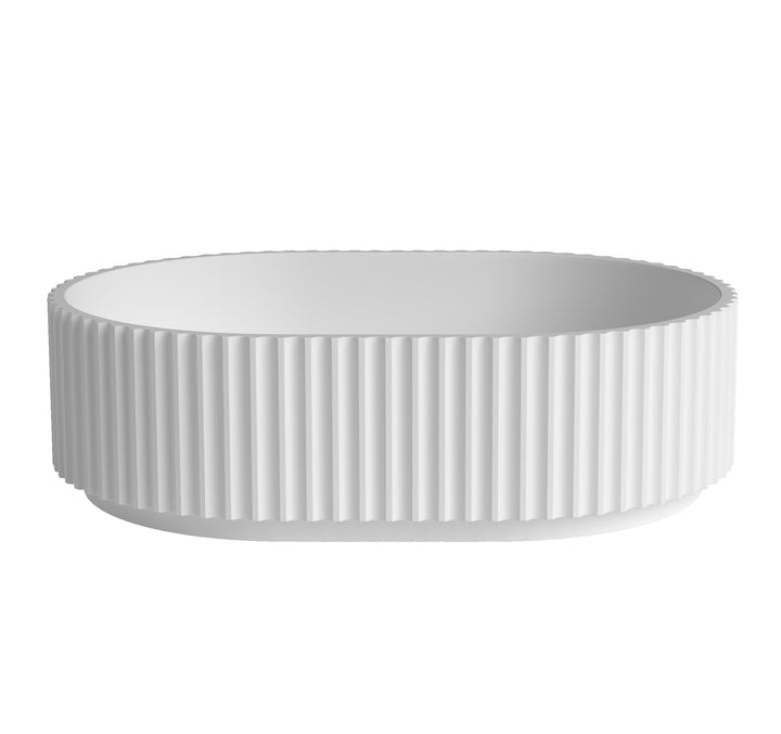 Havana Oval Fluted Solid Surface 480x345x140 Matte White Basin NF