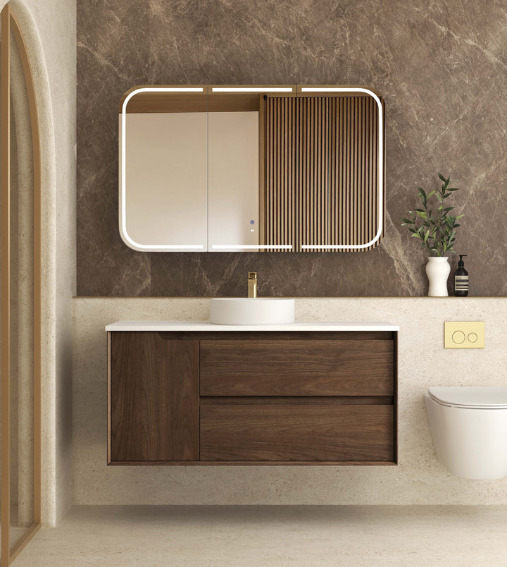 Byron 1200mm Sable Walnut Wall Hung Vanity - Cabinet Only