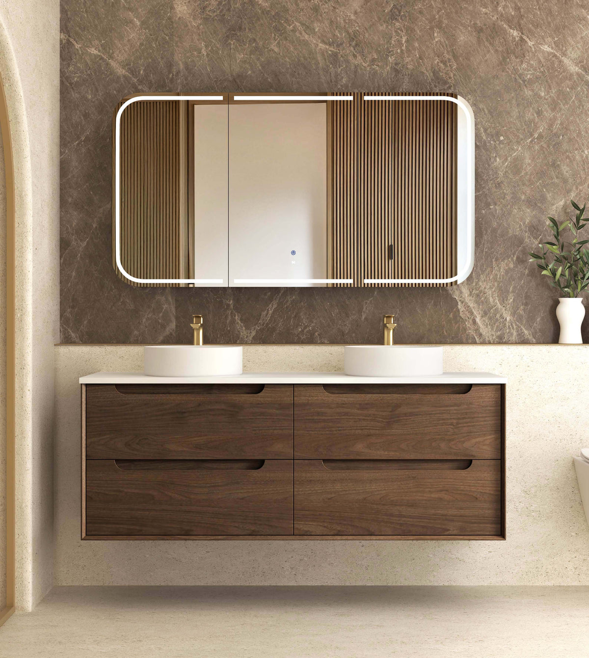 Byron 1500mm Sable Walnut Wall Hung Vanity - Cabinet Only