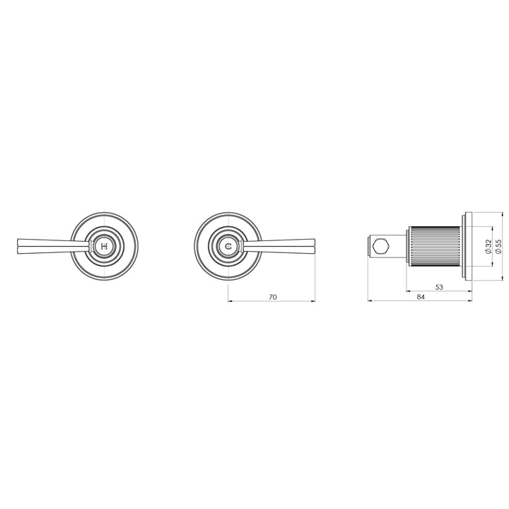 Specification diagram - Wiltern Wall Top Assemblies 15mm Extended Spindles