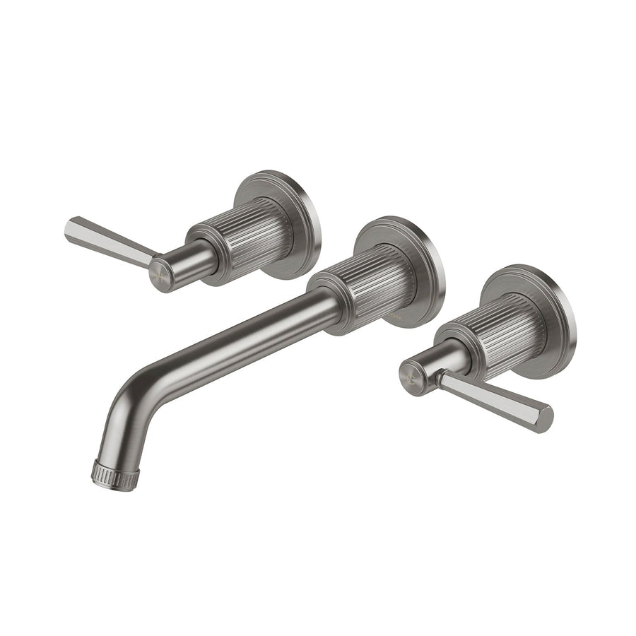 Wiltern Wall Basin / Bath Tap Set 190mm - Brushed Carbon