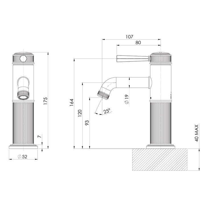 Specification diagram - Wiltern Basin Mixer