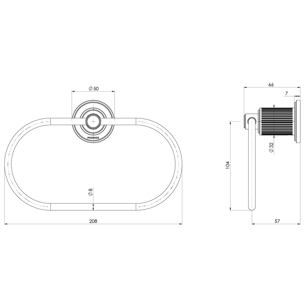 Specification diagram - Wiltern Hand Towel Holder