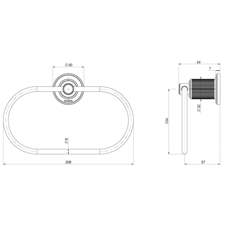 Specification diagram - Wiltern Hand Towel Holder