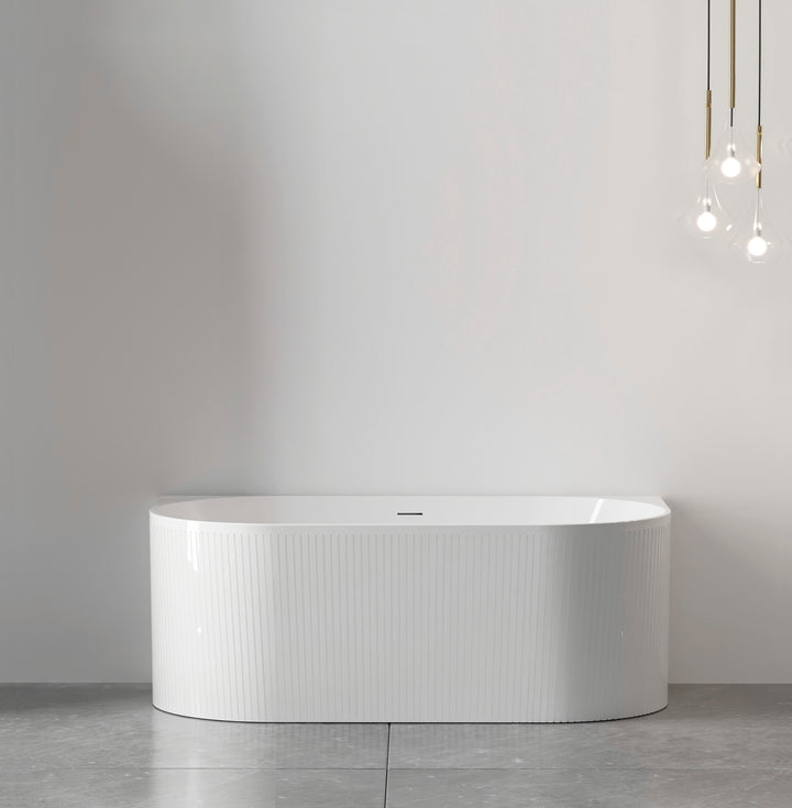 Attica Noosa Fluted 1500 Gloss White BTW Multi-fit Bath with Overflow