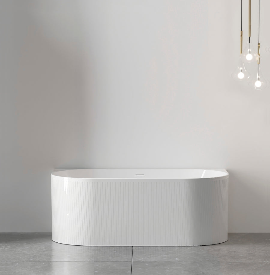 Attica Noosa Fluted 1500 Gloss White BTW Multi-fit Bath with Overflow