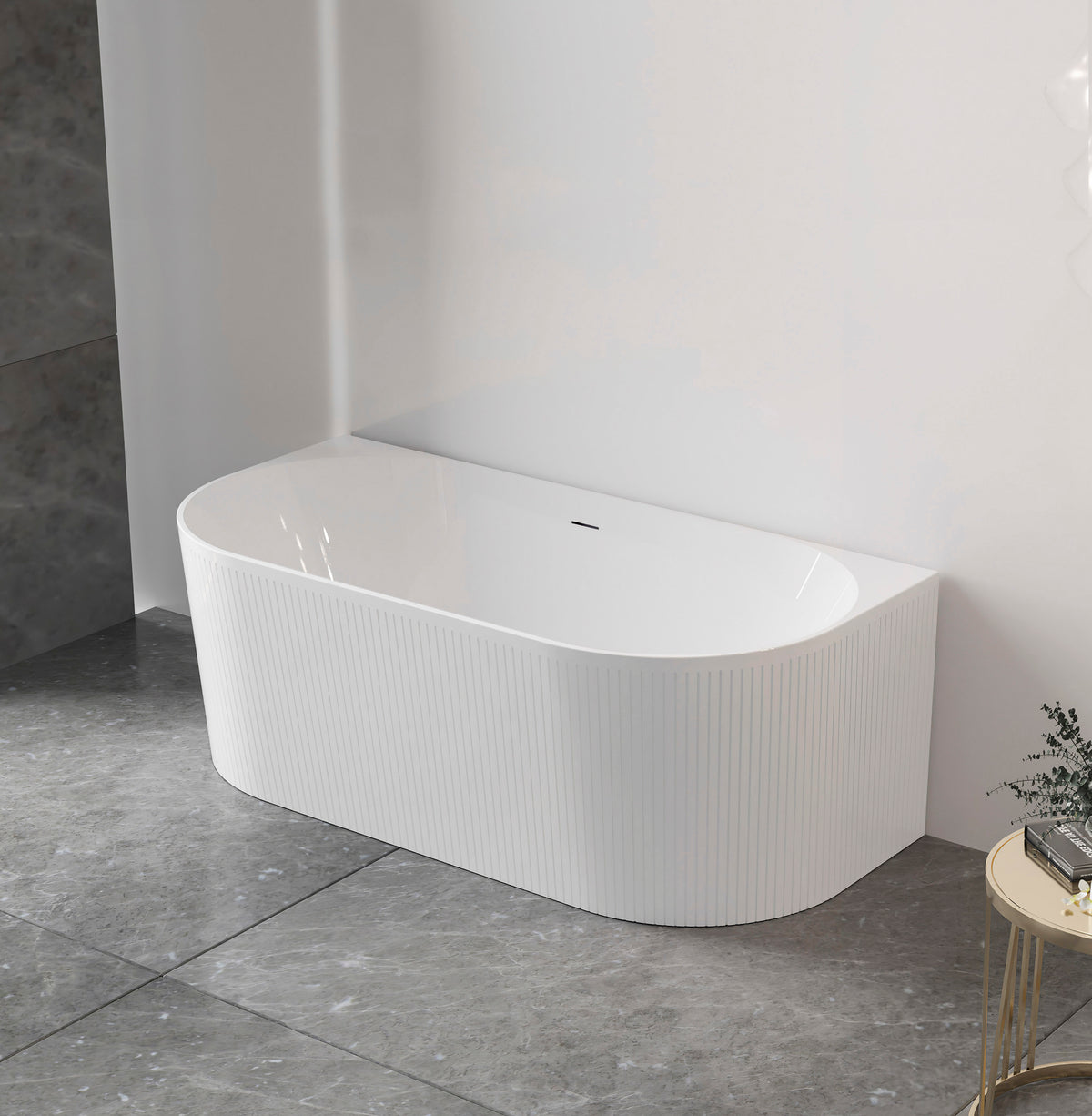 Attica Noosa Fluted 1500 Gloss White BTW Multi-fit Bath with Overflow