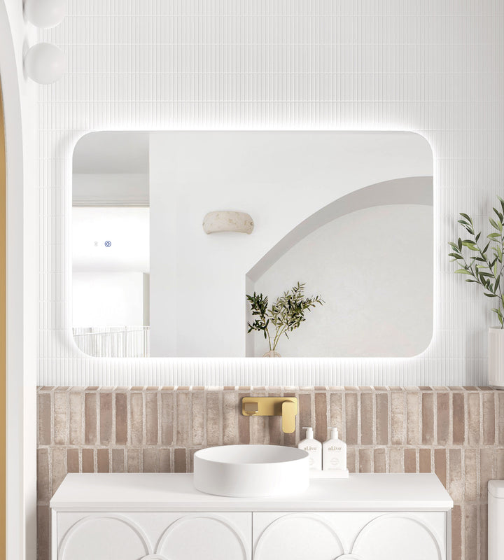LED Newport 1200(W)x750(H) Frameless Back Lit Tuffi Mirror, Install Horizontal or Vertical main view