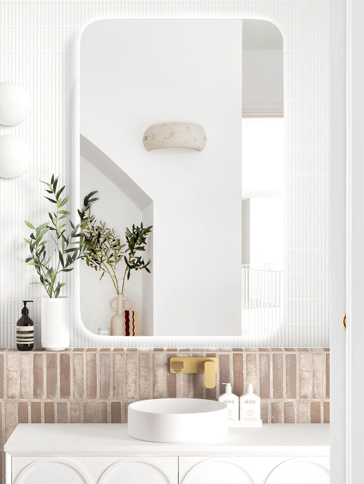 LED Newport 1200(W)x750(H) Frameless Back Lit Tuffi Mirror, Install Horizontal or Vertical view 2