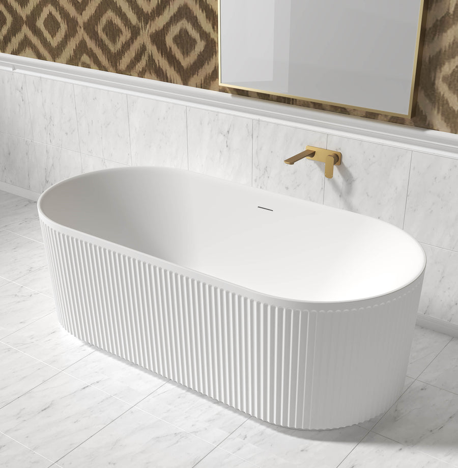 Attica Havana 1500 Matte White Fluted Bath with Overflow