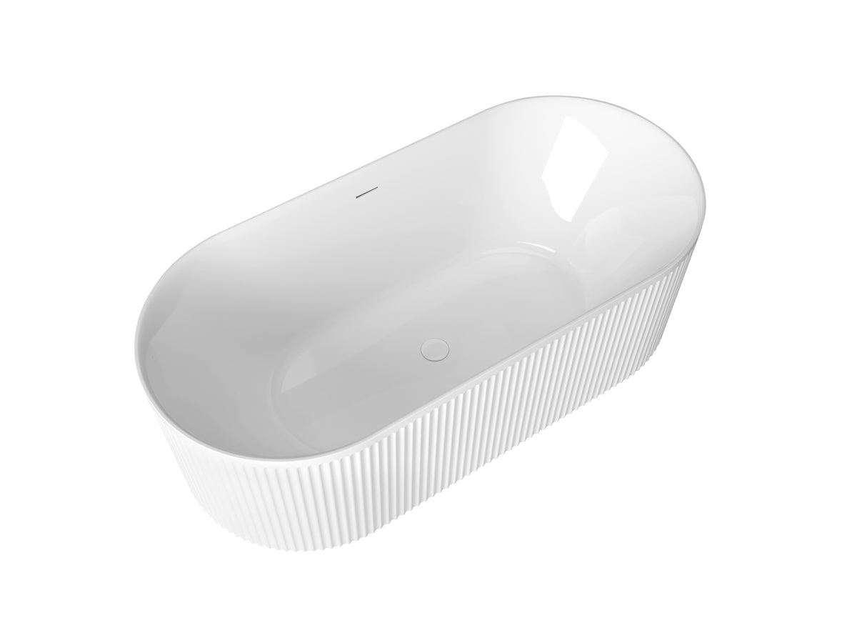 Attica Havana 1700 Gloss White Fluted Bath with Overflow