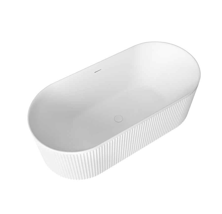 Attica Havana 1700 Matte White Fluted Bath with Overflow