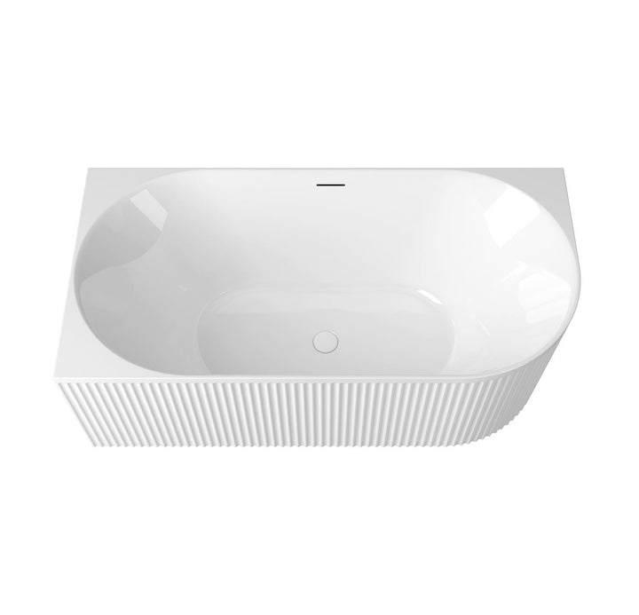 Attica Havana Left Corner 1500 Gloss White Fluted Bath with Overflow