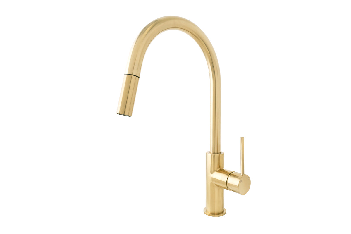 Bloom Pull Out Sink Mixer - Light Brushed Brass