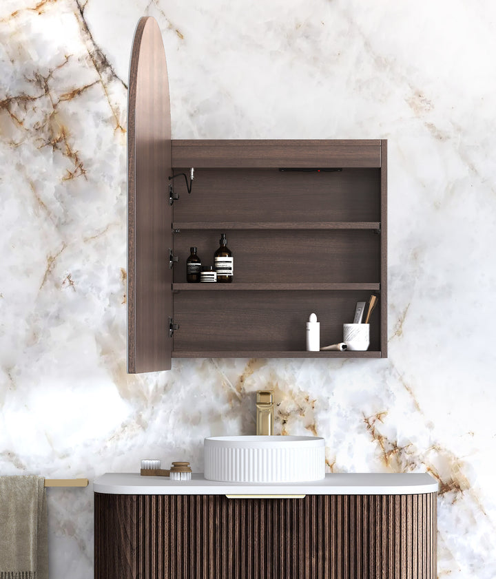 LED Archie 900x600 Sable Walnut Shaving Cabinet Premium Edition view 2