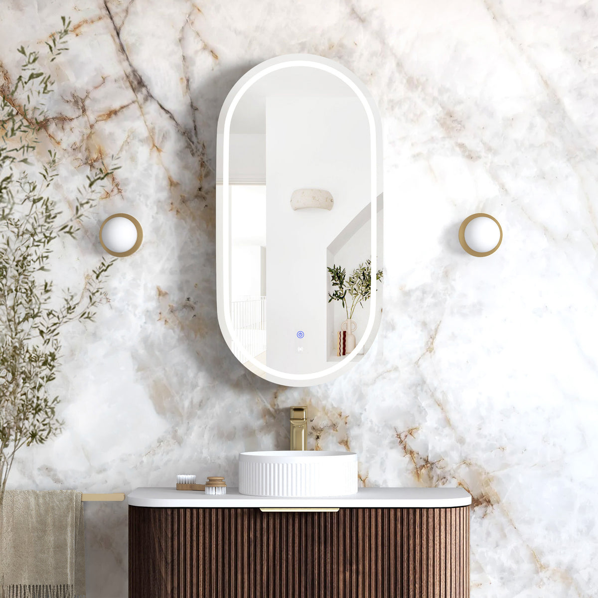 LED Noosa 900x450 Sable Walnut Shaving Cabinet Premium Edition main view