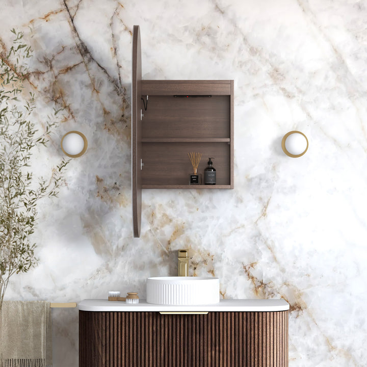 LED Noosa 900x450 Sable Walnut Shaving Cabinet Premium Edition view 2