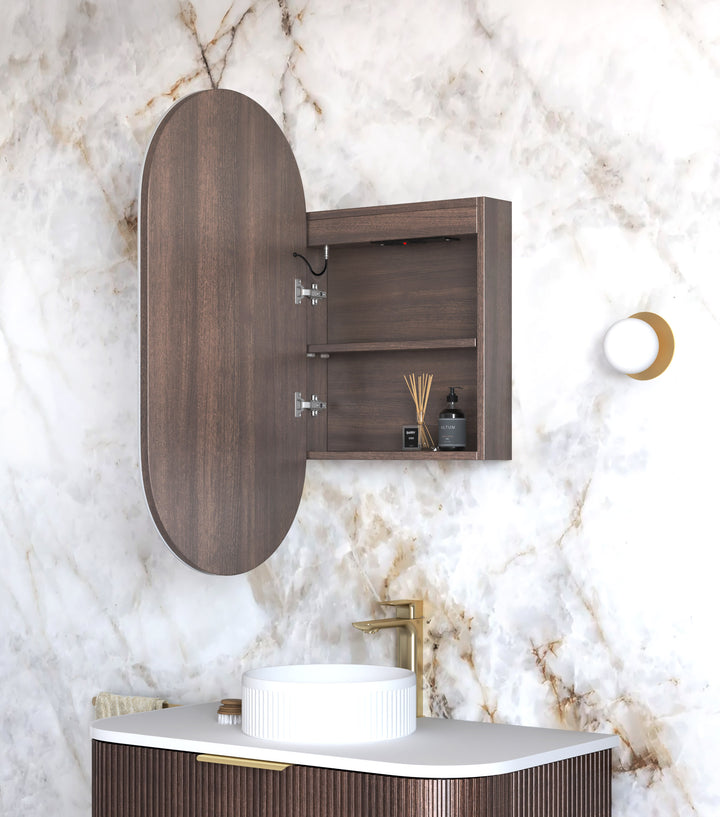 LED Noosa 900x450 Sable Walnut Shaving Cabinet Premium Edition view 3